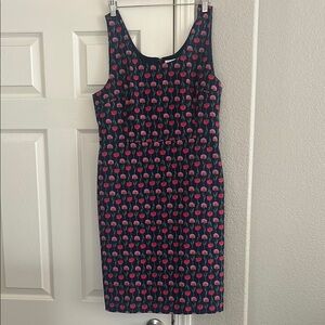 J. Crew Pink and Navy Flower Print  Dress